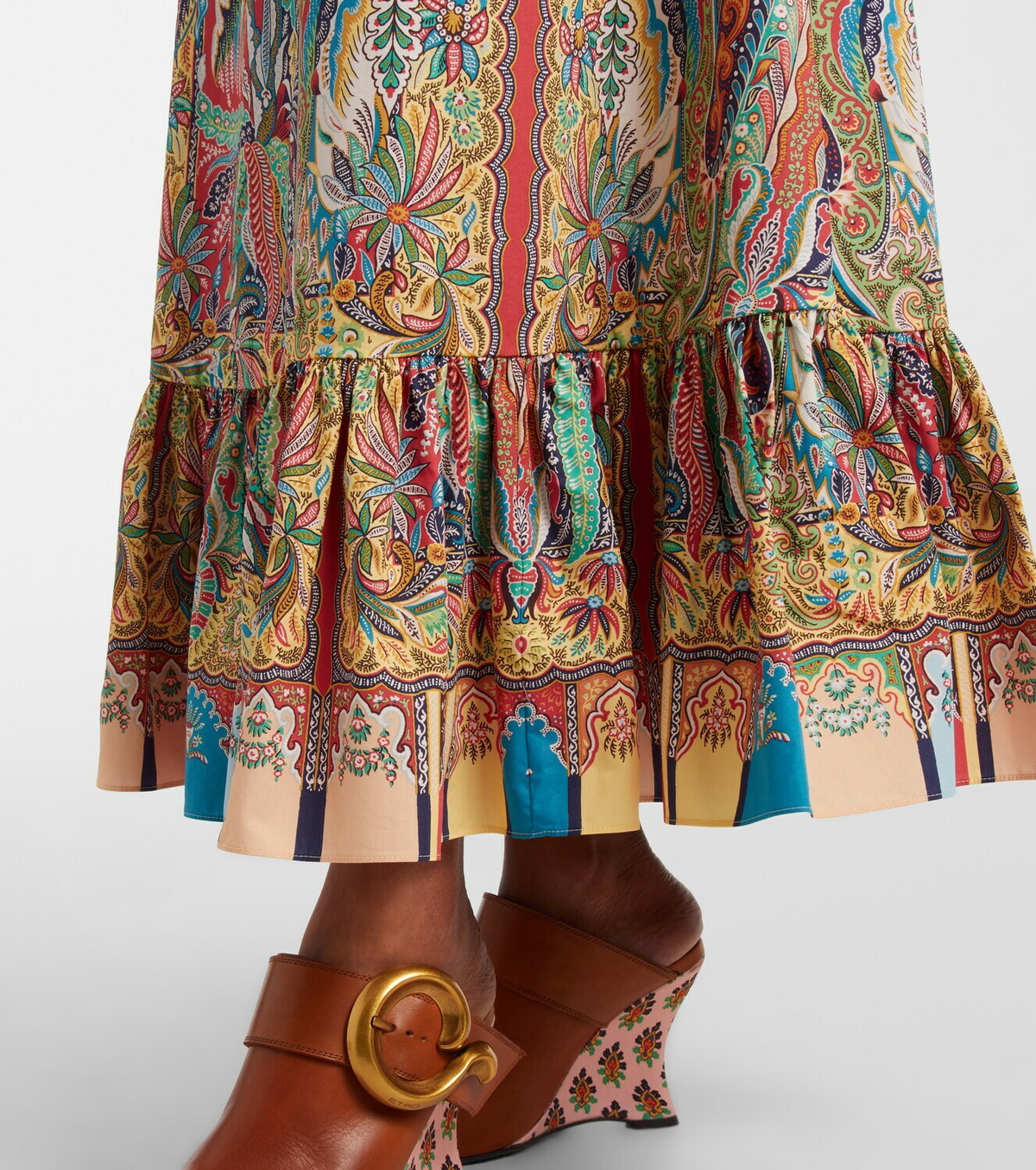 Etro Belted printed cotton maxi dress