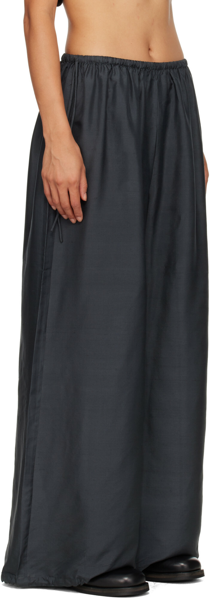 St. Agni Black Silk Adjustable Balloon Pants