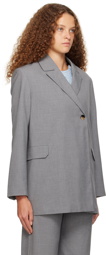 GANNI Gray Belted Blazer