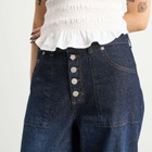 Damson Madder Women's Gigi Baggy Wide Turn Jeans in Indigo