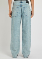 Mki Miyuki Zoku Twisted Weave Textured Wide-leg Jeans Blue