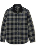 Bellerose - Freeman Corduroy-Trimmed Quilted Checked Cotton-Blend Flannel Overshirt - Gray