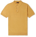 Altea - Knitted Linen and Cotton-Blend Polo Shirt - Mustard