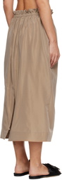 Simone Rocha Tan Gathered Waist Tulip Midi Skirt