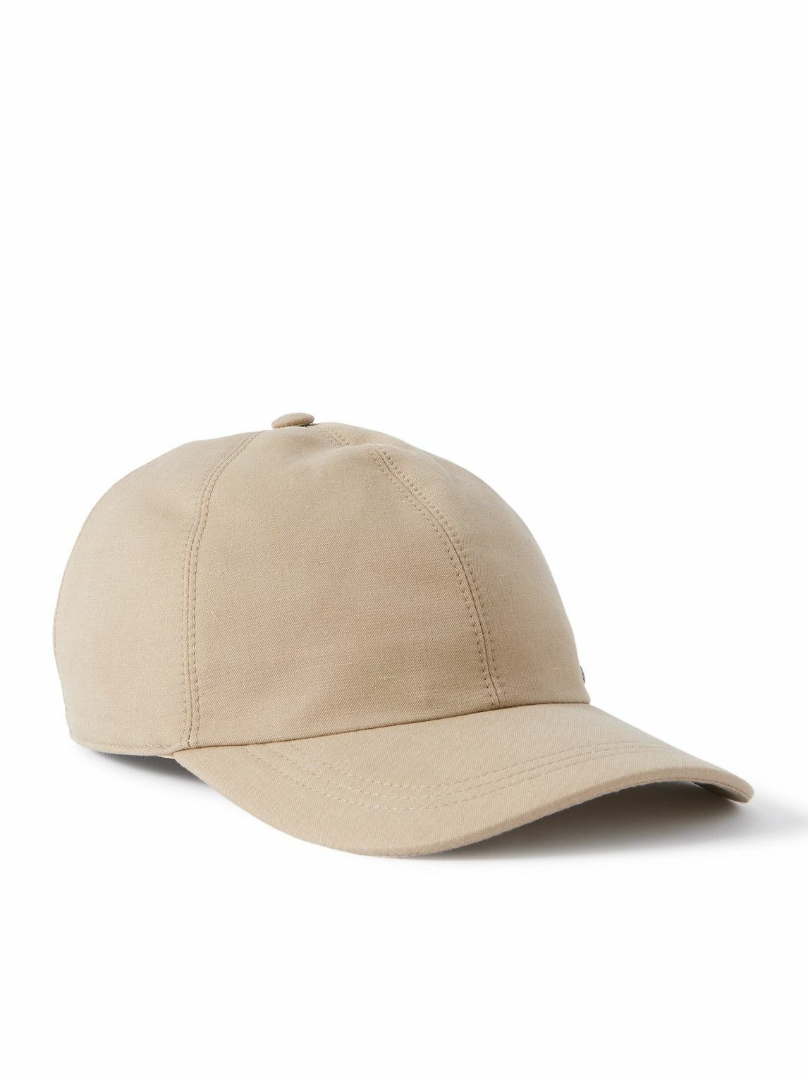 Canali - Studded Linen and Silk-Blend Twill Baseball Cap - Neutrals