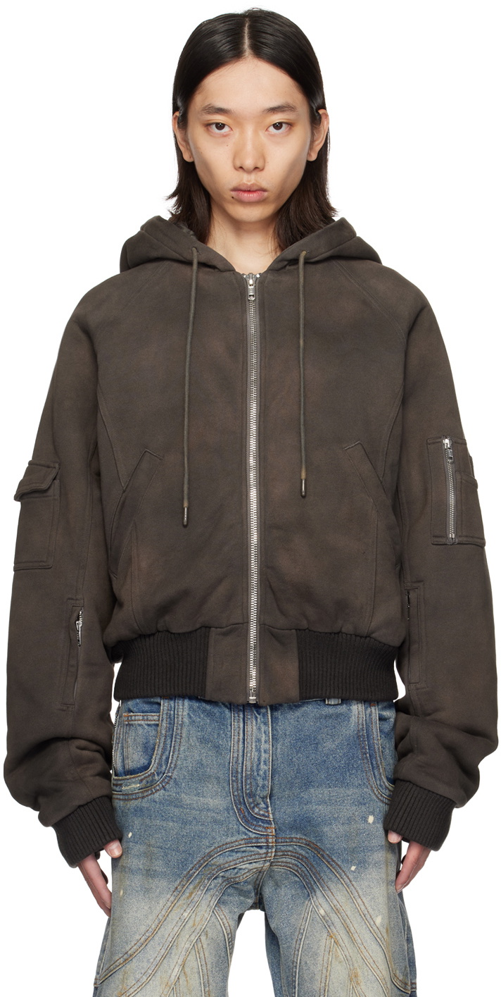 NO/FAITH STUDIOS Brown Hood Bomber Jacket