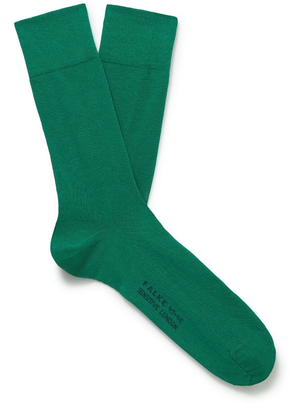 Photo: Falke - Sensitive London Stretch Combed Cotton-Blend Socks - Green