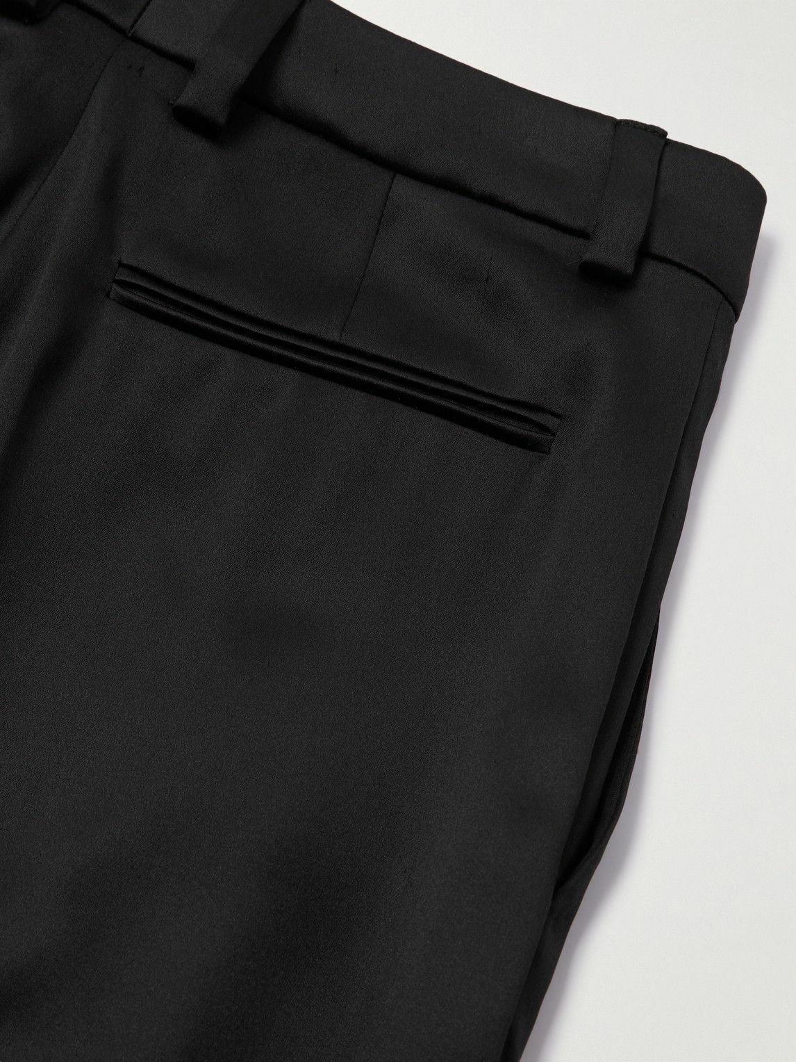 SAINT LAURENT - Wide-Leg Pleated Silk-Satin Trousers - Black