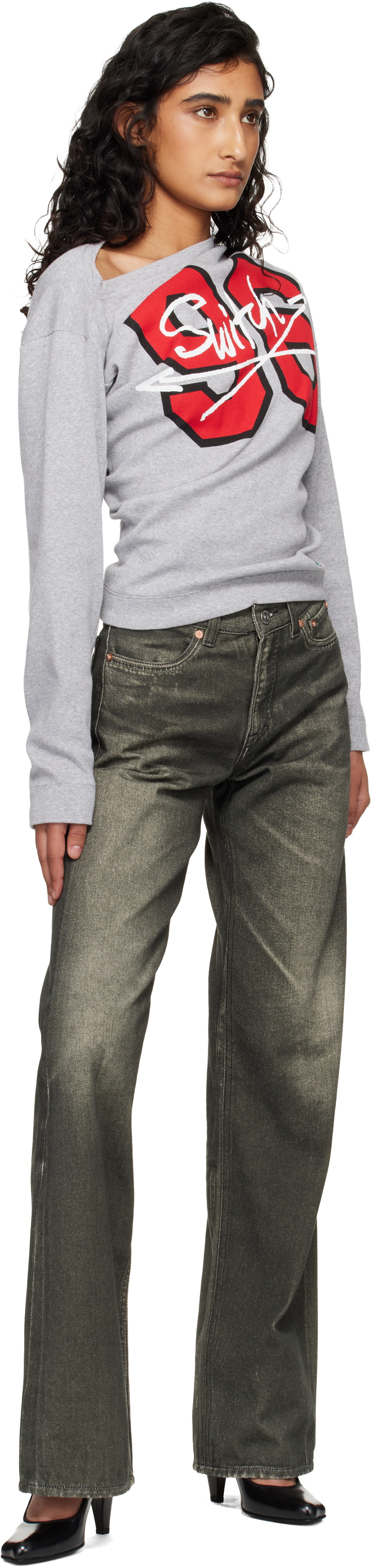 Vivienne Westwood Gray 96 Switch Long Sleeve Hebo T-shirt