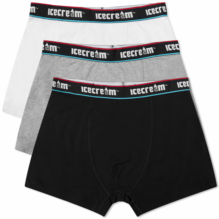 Photo: ICECREAM Men's Classic Boxer Short 3-Pack in Black/Grey/White