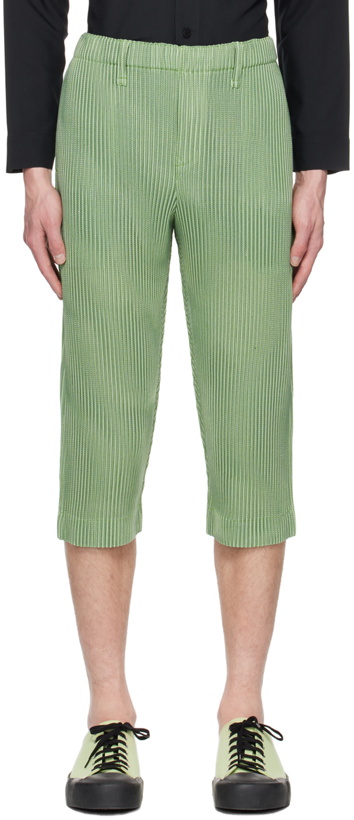 Photo: HOMME PLISSÉ ISSEY MIYAKE Green Leno Stripe Trousers