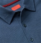 Isaia - Mélange Cotton-Piqué Polo Shirt - Blue