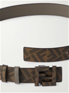Fendi - 3.5 cm Reversible Monogrammed Leather Belt - Brown