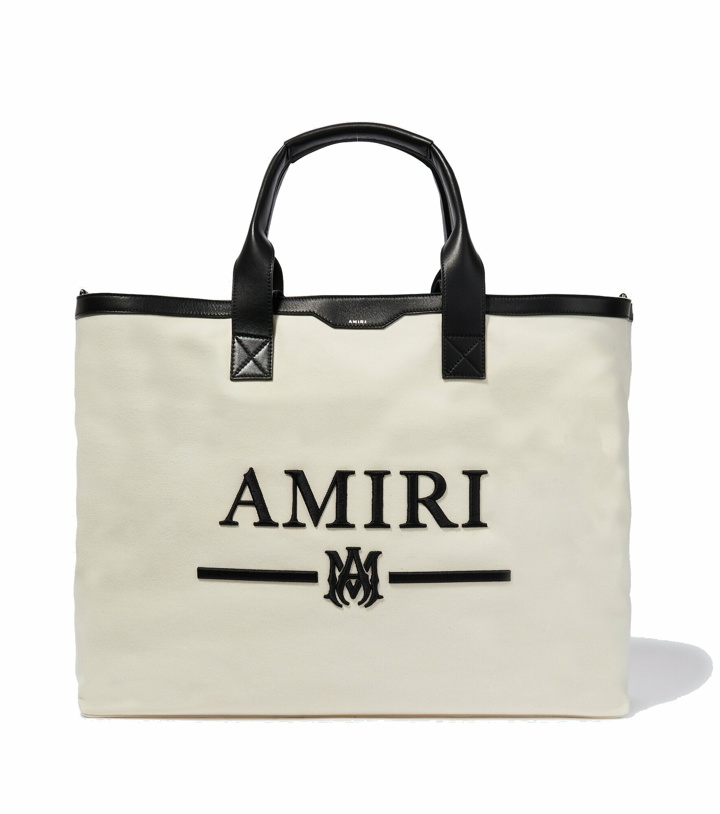Photo: Amiri - Embroidered leather-trimmed tote bag