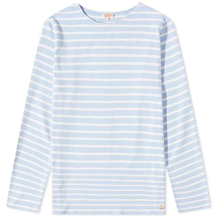 Photo: Armor-Lux Men's Houat Long Sleeve Mariniere T-Shirt in Oxford Blue/Milk