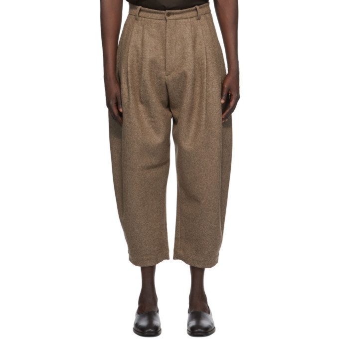 Photo: Hed Mayner Brown Wool 8 Pleat Trousers