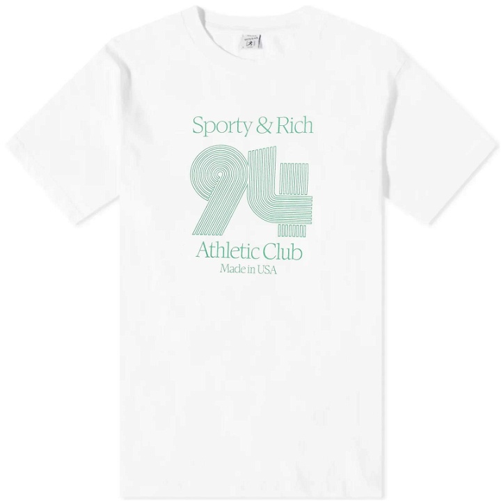 Photo: Sporty & Rich Men's 94 Athletic Club T-Shirt in White/Verde