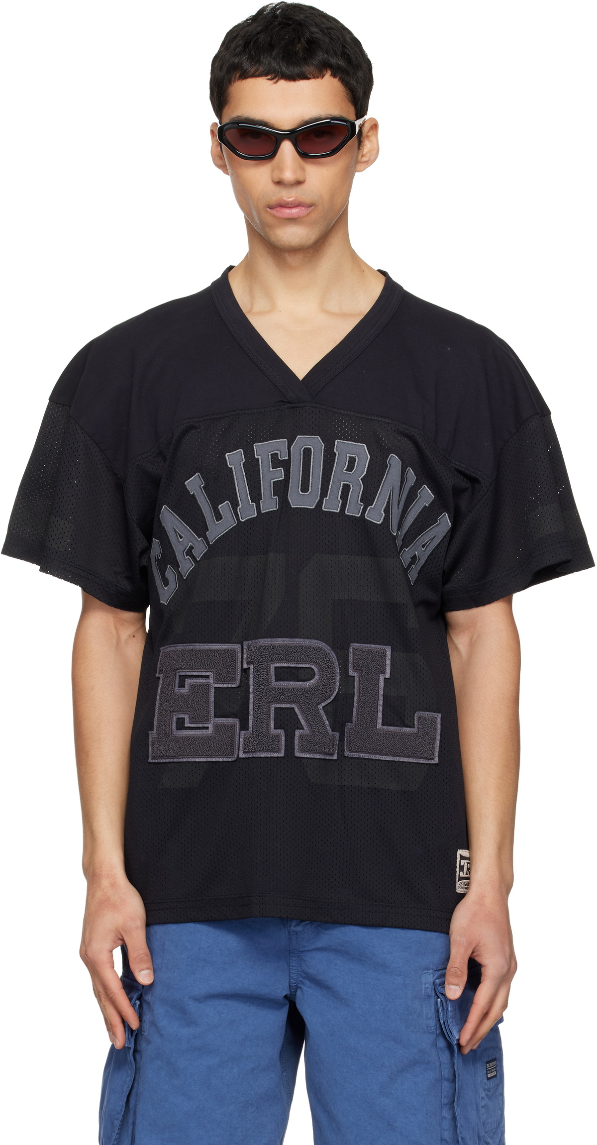 ERL Black Mesh Football T-shirt