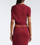 Christopher Esber Orica Crystal ruched jersey crop top