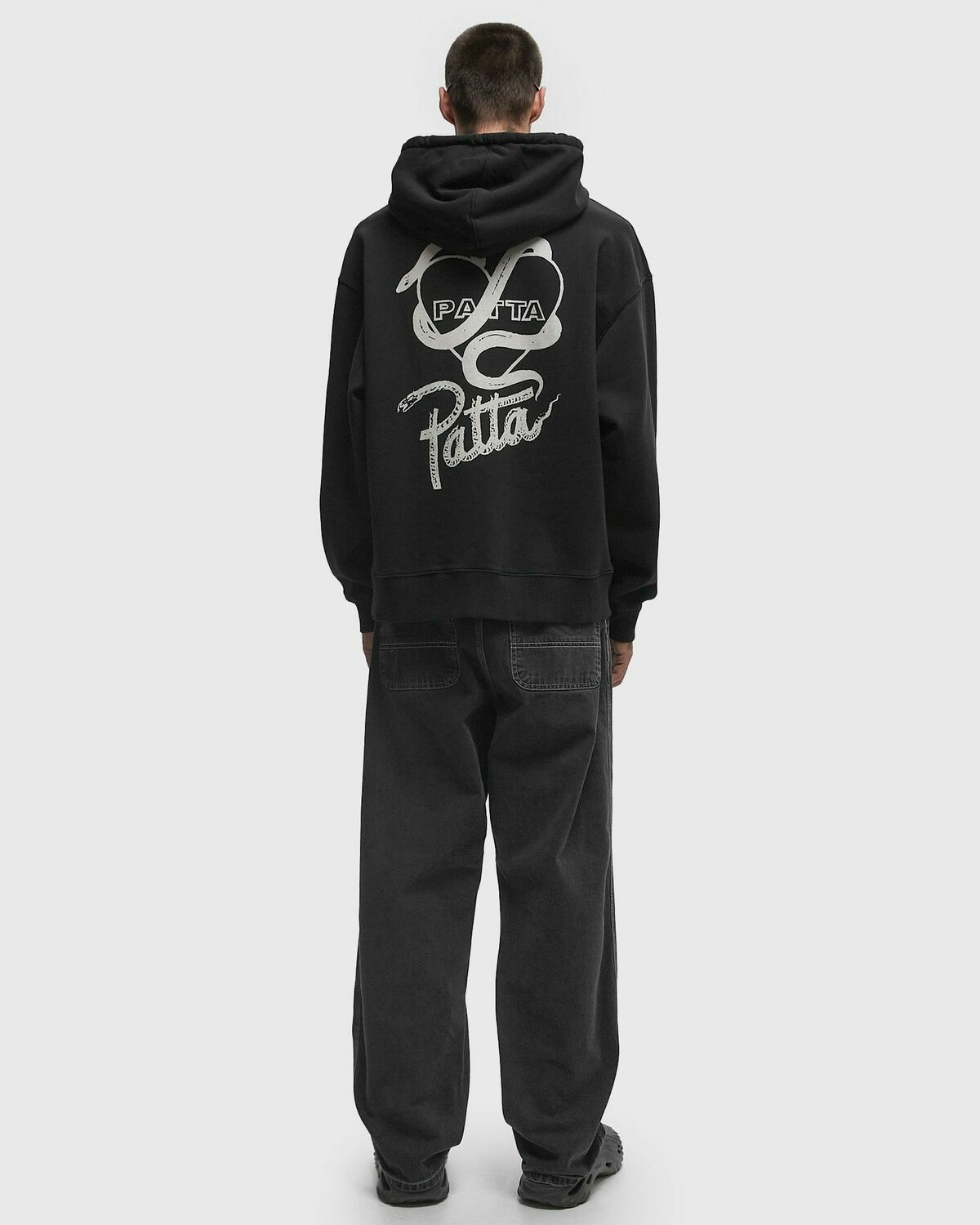 PATTA Snake Heart Boxy Hooded Sweater Black Mens Hoody