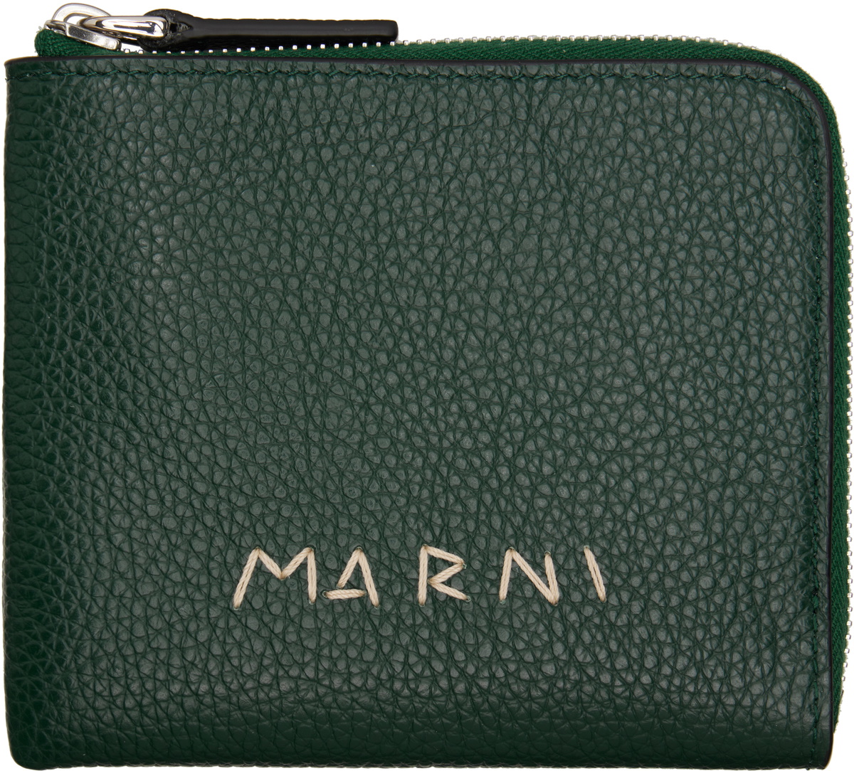 Marni Green 'Marni Mending' Embroidery Zip-Around Wallet