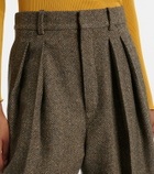 Saint Laurent Herringbone wool-blend wide-leg pants