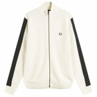 Fred Perry Men's Ribbed Zip Knit Cardigan in Ecru