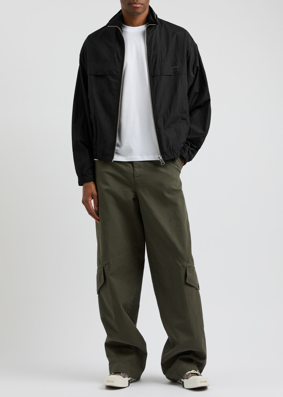 Ami Paris Logo-print Nylon Jacket Black AMI Ami Paris Logo-print Nylon Jacket Black AMI