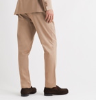 Etro - Tapered Striped Satin-Jacquard Trousers - Neutrals