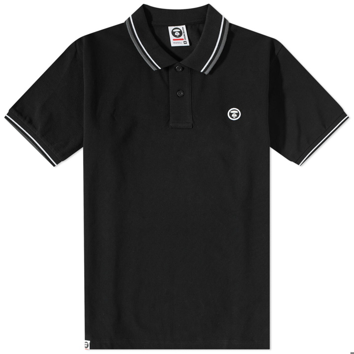 Photo: Men's AAPE Now Embroidered Badge Polo Shirt in Black