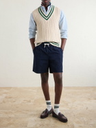 Drake's - Straight-Leg Cotton Drawstring Shorts - Blue