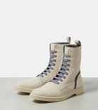 Brunello Cucinelli Embellished suede combat boots