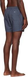 BOSS Navy & Orange Micro-Print Swim Shorts