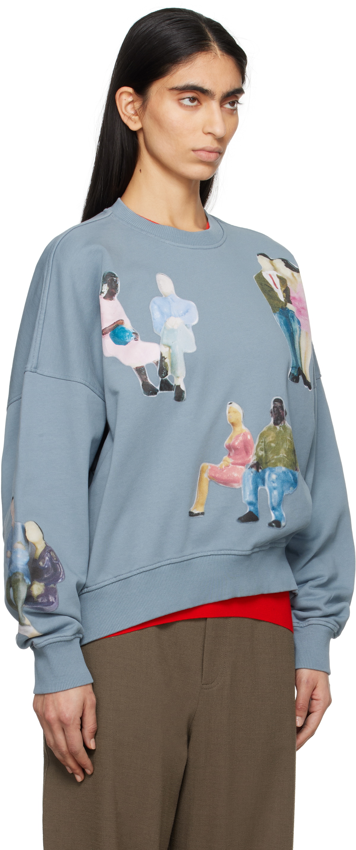 【関税&送料込】JW ANDERSON Sweaters Blue JW Anderson Uniqlo Men Sweatshirt Sweat Long Sleeve Shirt