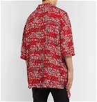 Balenciaga - Oversized Camp-Collar Printed Satin Shirt - Red