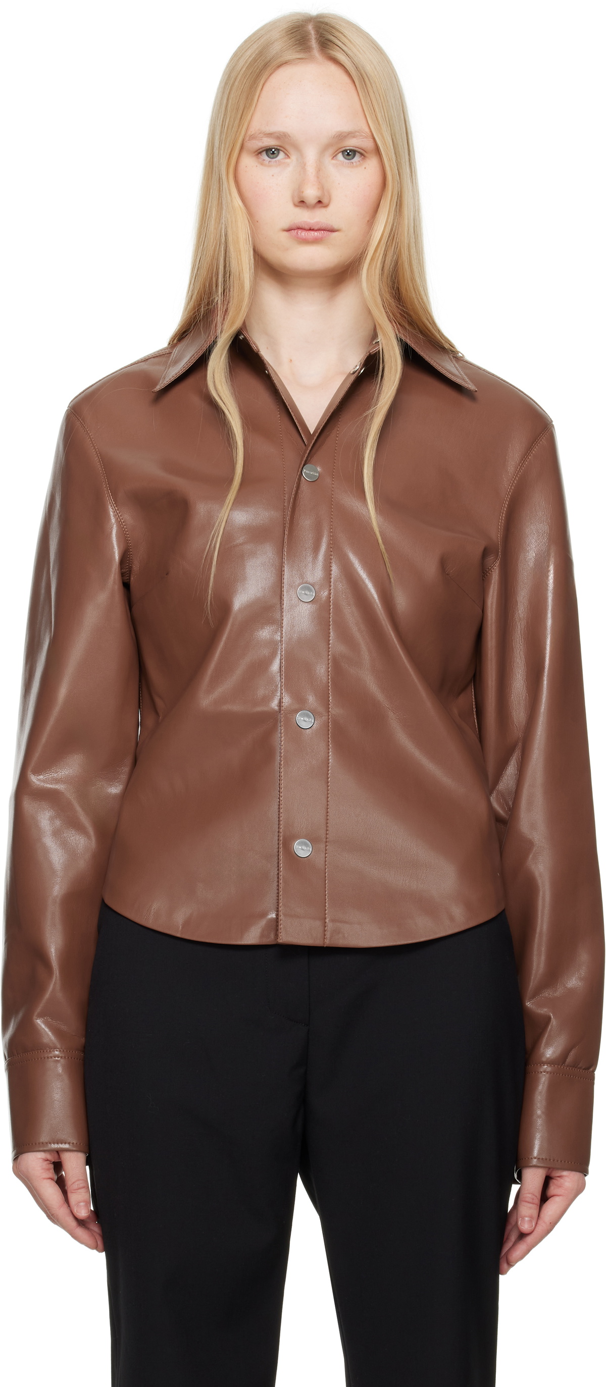 Nanushka Brown Bogna Vegan Leather Jacket