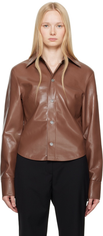Photo: Nanushka Brown Bogna Vegan Leather Jacket
