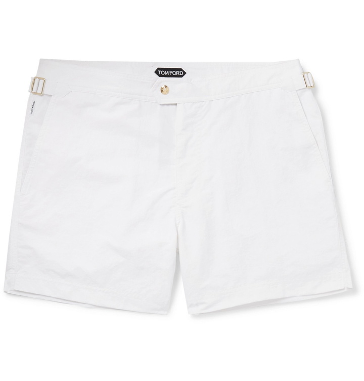 Photo: TOM FORD - Slim-Fit Mid-Length Swim Shorts - White