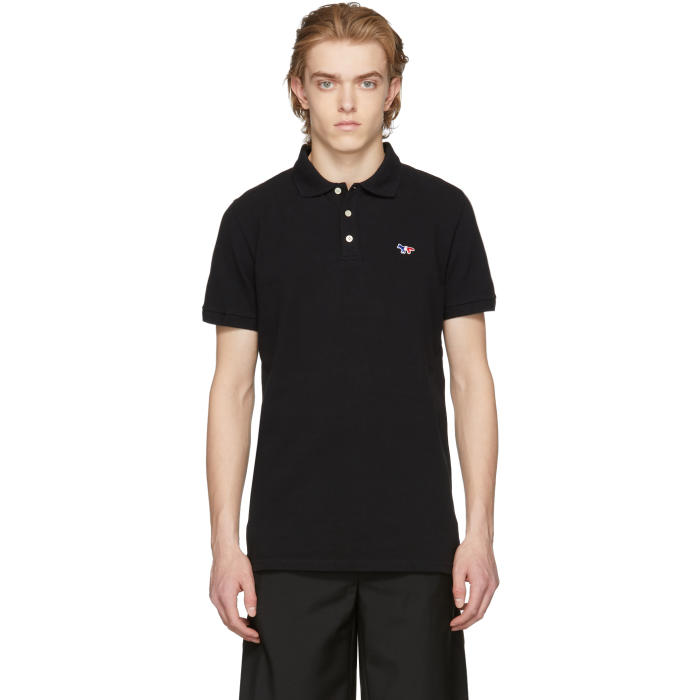 Maison Kitsuné Black Tricolor Fox Patch Polo Maison Kitsune