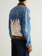 Marni - Slawn and Soldier Appliquéd Cotton Velvet-Trimmed Denim Jacket - Blue