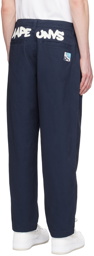 AAPE by A Bathing Ape Navy Embroidered Trousers