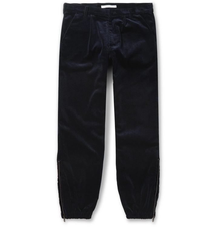 Photo: Givenchy - Tapered Cotton-Corduroy Trousers - Men - Navy