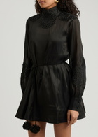Clea Finlay Silk-blend Satin Mini Dress Black