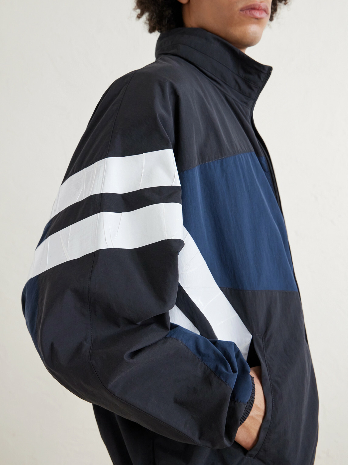 VETEMENTS - Logo-Embroidered Colour-Block Shell Track Jacket - Black