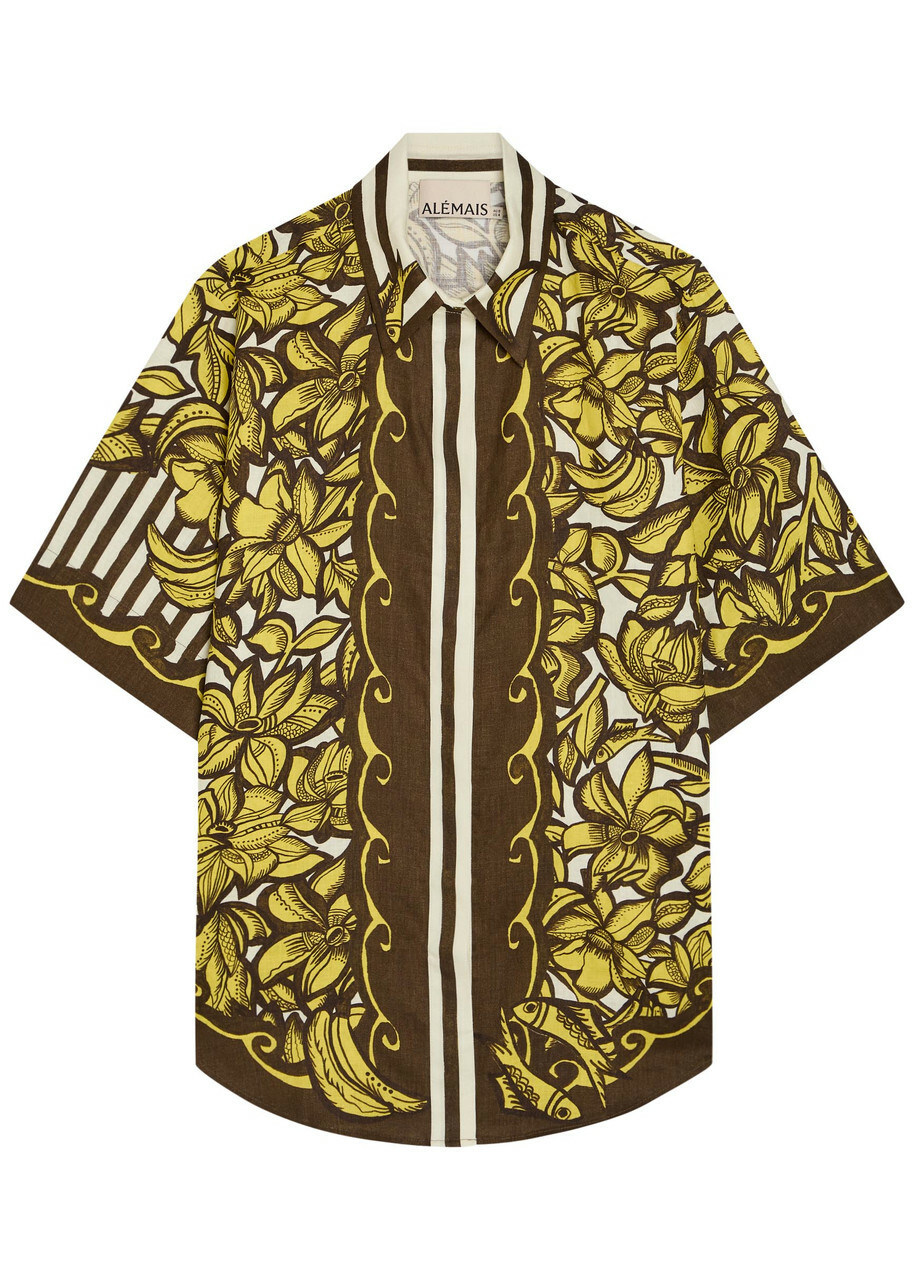 Alemais Mona Printed Hemp Shirt Yellow
