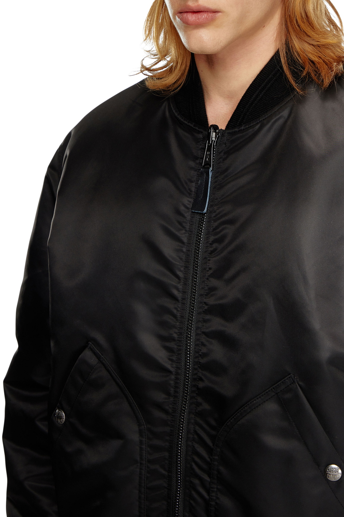 Diesel Bomber in padded nylon with Oval D - Jackets Mens in Black