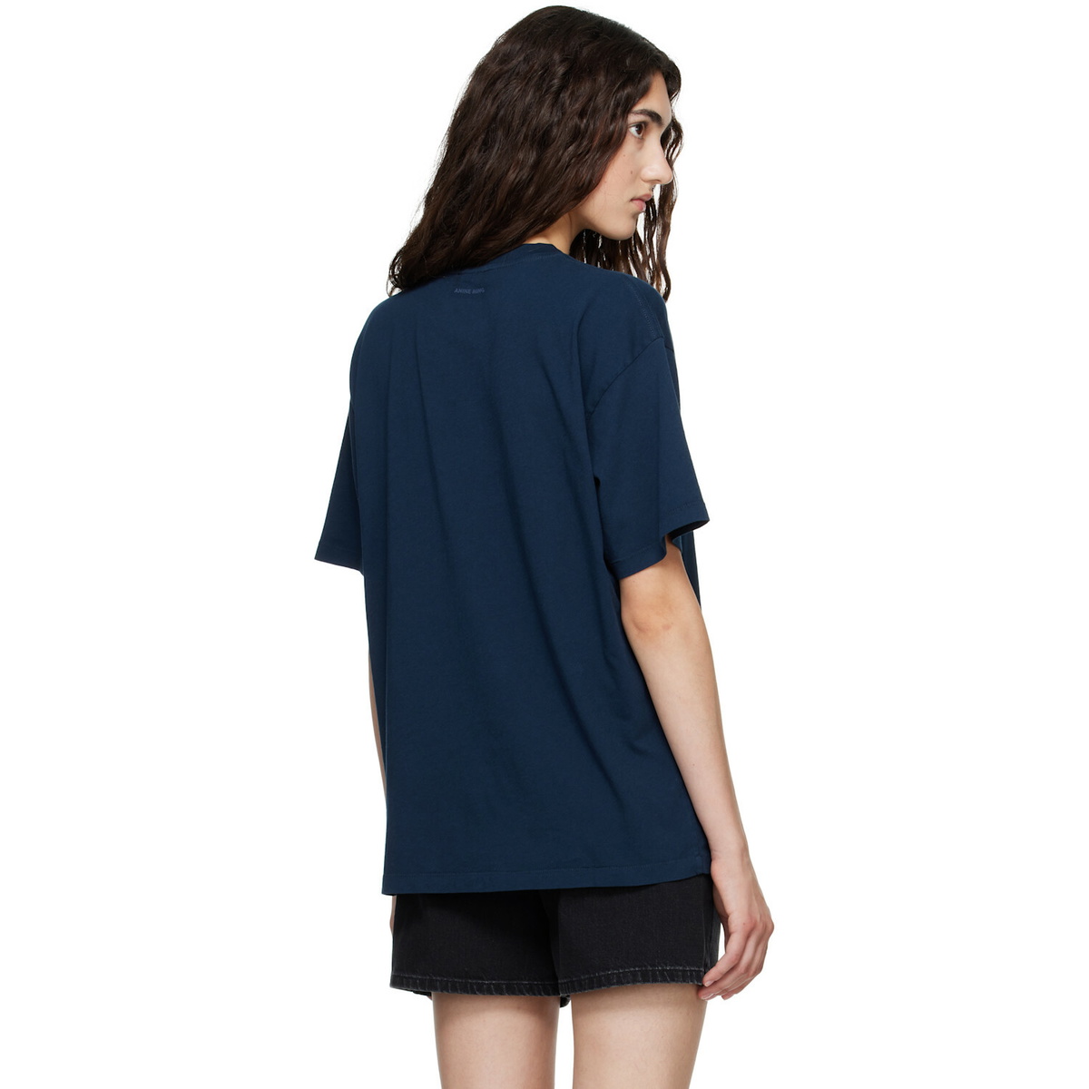 ANINE BING Navy Cade 'Melrose' Stencil T-shirt
