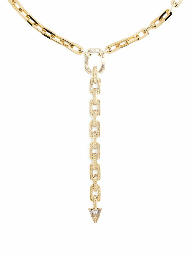 Photo: SHAY 18K Yellow Gold Mini Deco Link Lariat Diamond Necklace