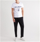 Balmain - Slim-Fit Logo-Flocked Cotton-Jersey T-Shirt - White