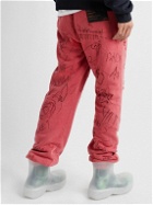 Liberal Youth Ministry - Juvenile Tapered Distressed Printed Cotton-Blend Jersey Sweatpants - Red